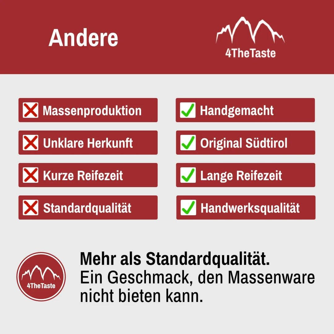 Speck Degustationspaket – Südtiroler Spezialitäten Paket – verschiedene Speck Sorten handwerklich hergestellt & traditionell veredelt