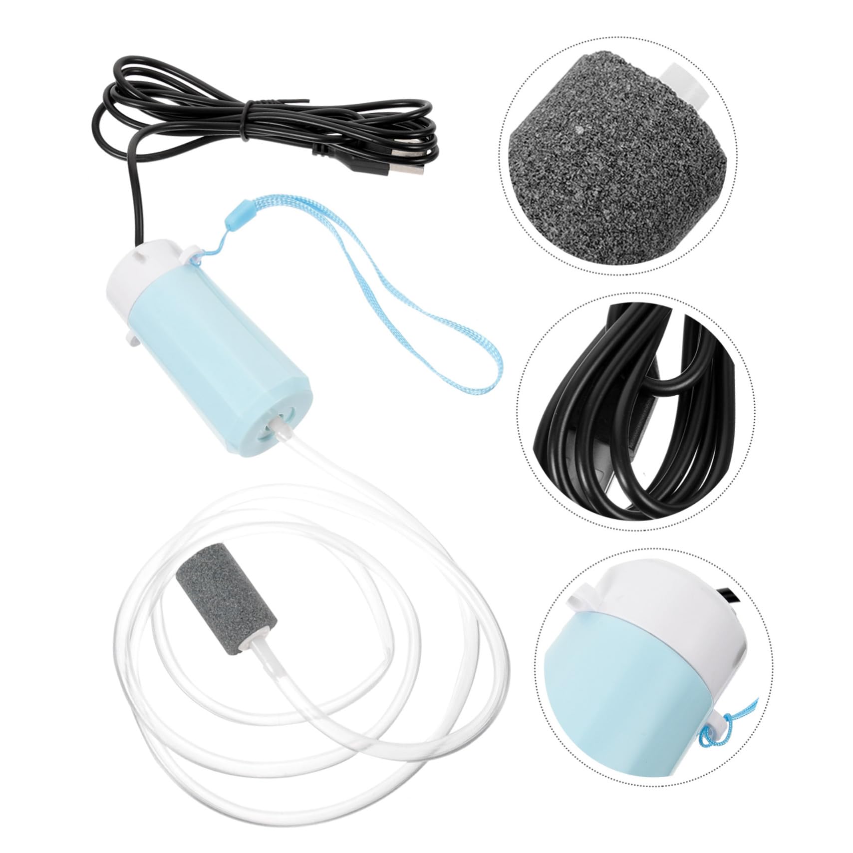 Kisangel USB-Sauerstoffpumpe USB Sauerstoffpumpe Tragbare Sauerstoffpumpe Kompakte Sauerstoffpumpe USB Luftpumpe Aquarium Wasserflasche Tank Aquariumbelüfter USB-Belüfter Abs Sky-Blue