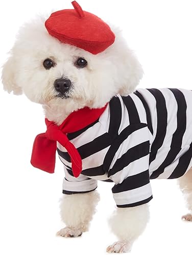 Miniatura 4 de Disfraz de artista para perro con sombrero divertido, ropa para mascotas, camisas para perros pequeños, camiseta de verano para cachorros (S) negro