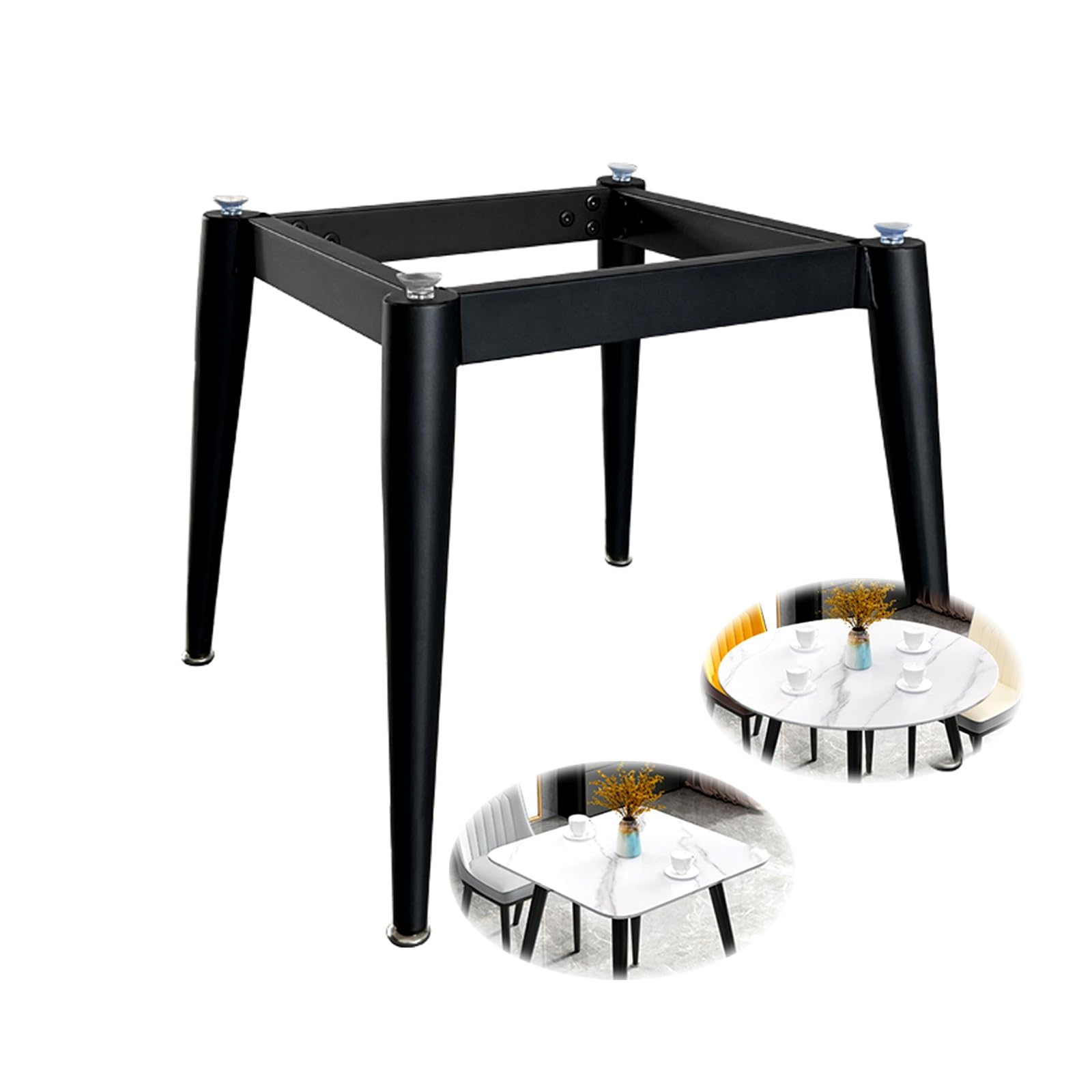 Metal Table Base Adjustable Dining Table Legs with Suction Cups Heavy Duty Square Tea Table Desk Legs for End Table Desks Garden Table(22x22x24 in)