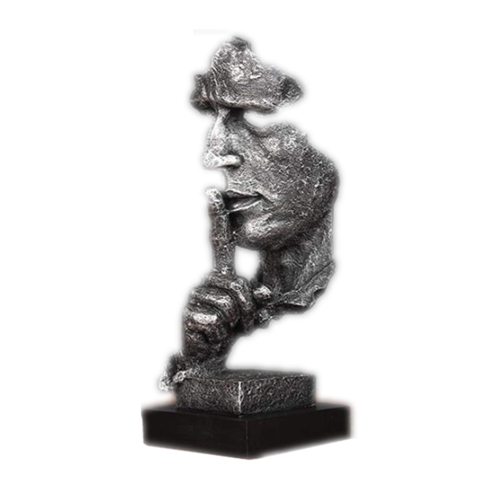 Huachaoxiang Silence Is A Golden Statue The Creative, Simple Modern Craft Ornaments, Art Sculpture Decorations for Office Living Bar Café,Silver