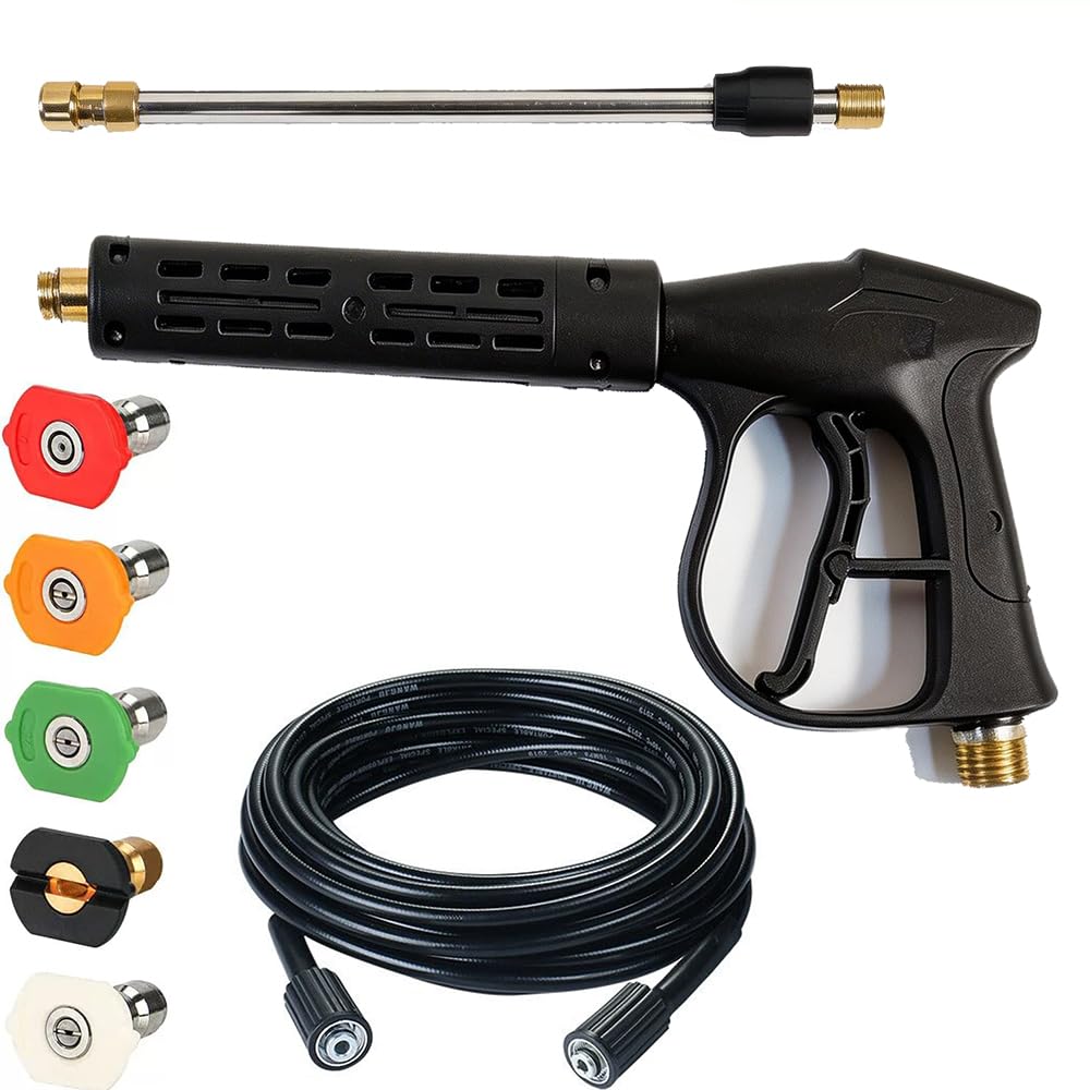 Lance Nettoyeur Haute Pression,Pistolet Nettoyeur Haute Pression,Pistolet Haute Pression,4000psi nettoyage haute pression avec rallonge de rechange,5 embouts,Tuyau de 8 mètres,Pour lavage des voitures