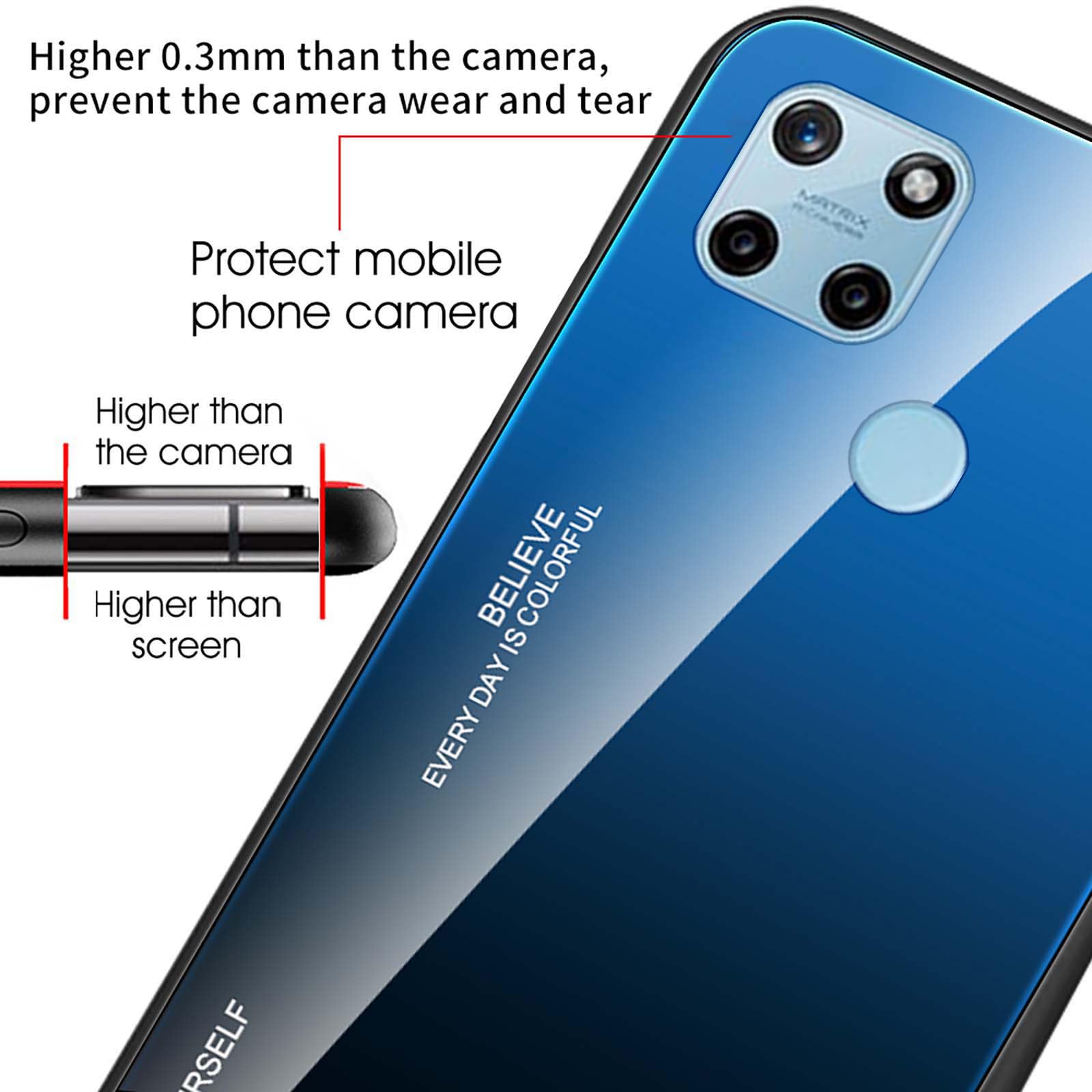 Cover Per Realme C21Y E C25Y - Custodia Sfumata Con Bordo Morbido In TPU E Protezione In Vetro Temperato