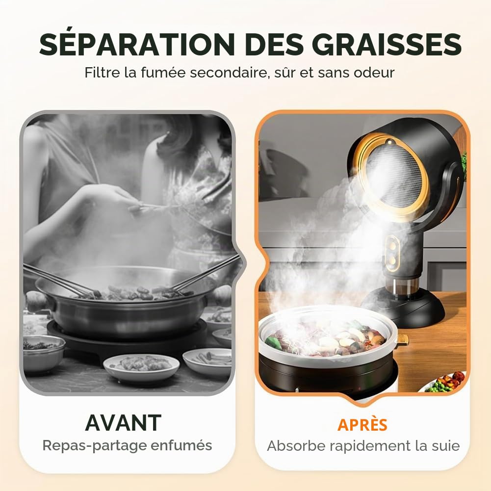 Ventilateur de fumée, filtre amovible et lavable, ventilateur portable Smokeaway pour, ventilateur d'aspiration A
