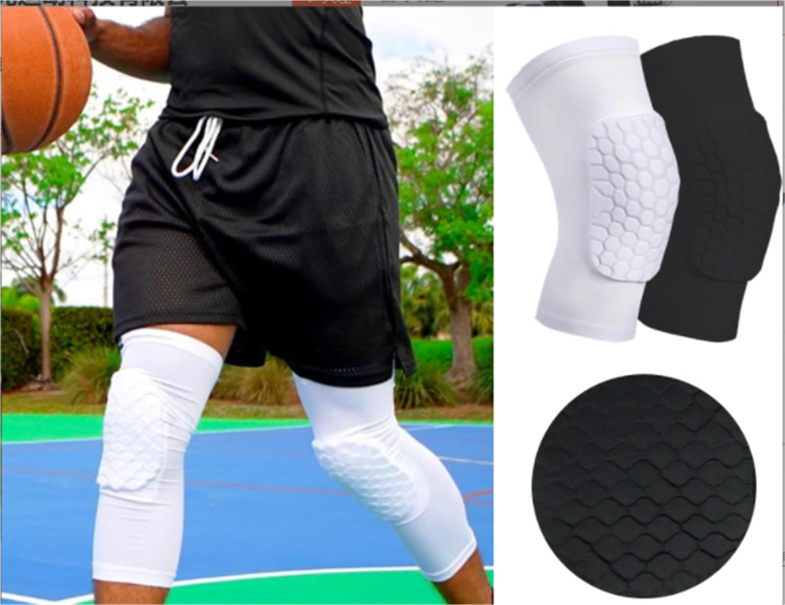 Ginocchiera Le Ginocchiere in Spugna Dura Sono Adatte for Sportive da Basket, Pole Dance, Calcio Supporto Ginocchio(Black,Large)