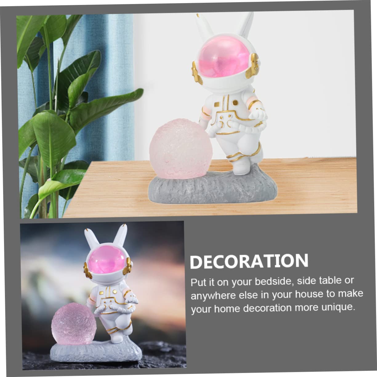 HAPINARY Stronaut Rabbit Decorative Night Light Bunny Rabbit Night Lamp Boys and Girls Bedroom Light Bedside Nightlight