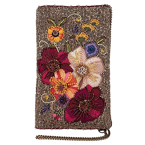 Mary Frances Budding Romance Beaded Crossbody Cell Phone Bag Clutch Floral Purse with Zipper Closure, Multicolor
