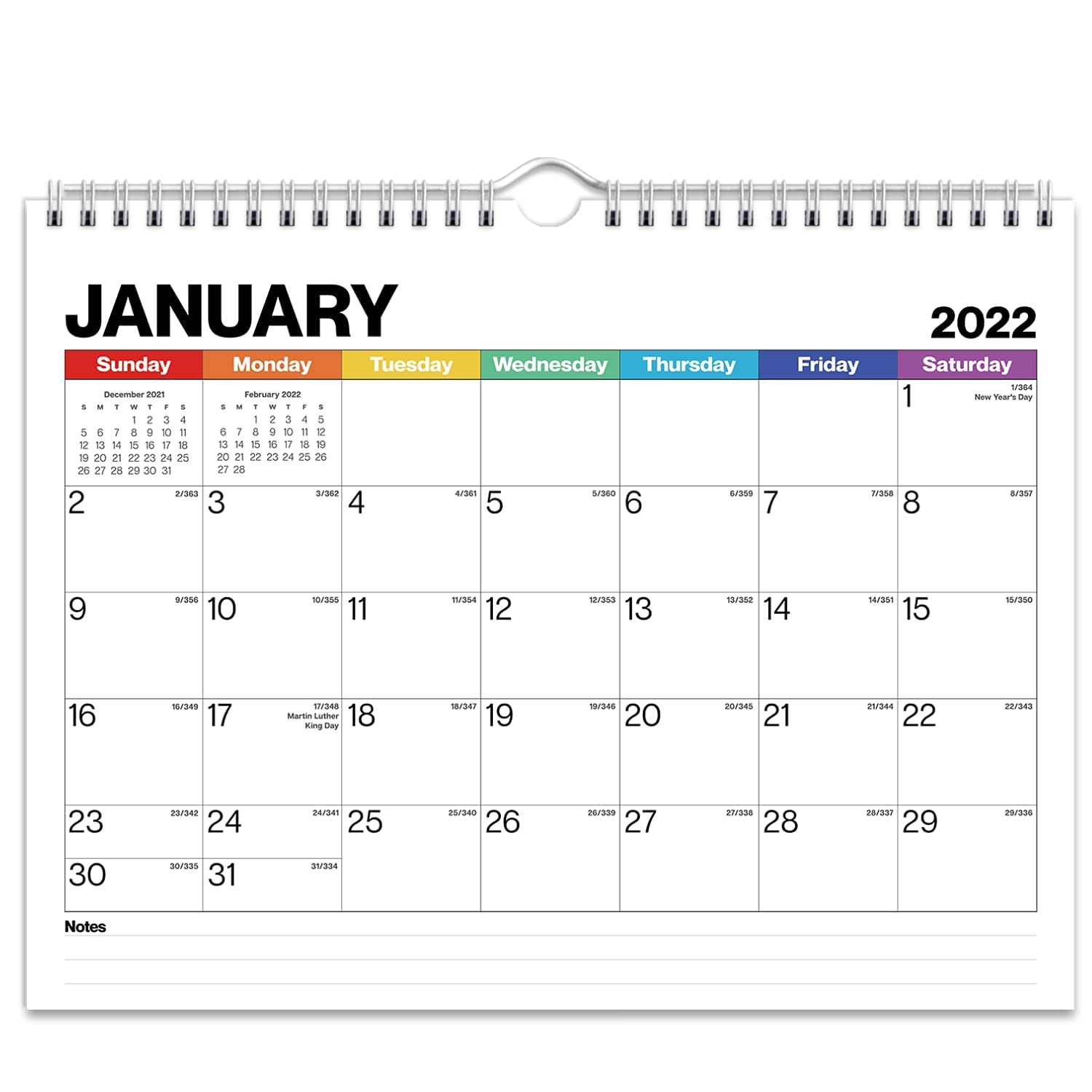 Dunwell Small Wall Calendar 2022 (Colorful) 8.5x11 Calendar, Hanging Wall Calendar 2022 for