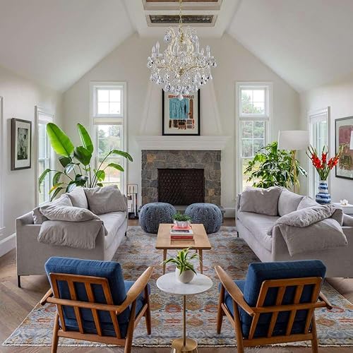 Miniatura 5 de TMAFON Lámparas modernas de araña doradas, 8 luces, candelabros de cristal de lujo para comedor, isla de cocina, sala de estar, dormitorio