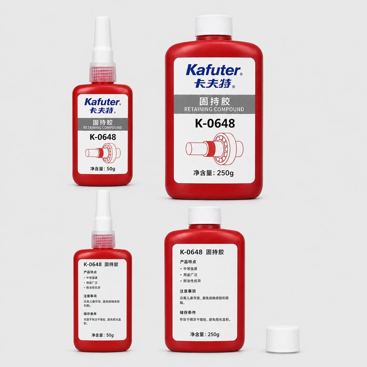 VIDOO Kafuter K-0648 Fijador Mecánico Antideslizante Verde, Retenedor Manguito Permanente Viscosidad Media, Gel Estabilizador Polea Resistente, 250g