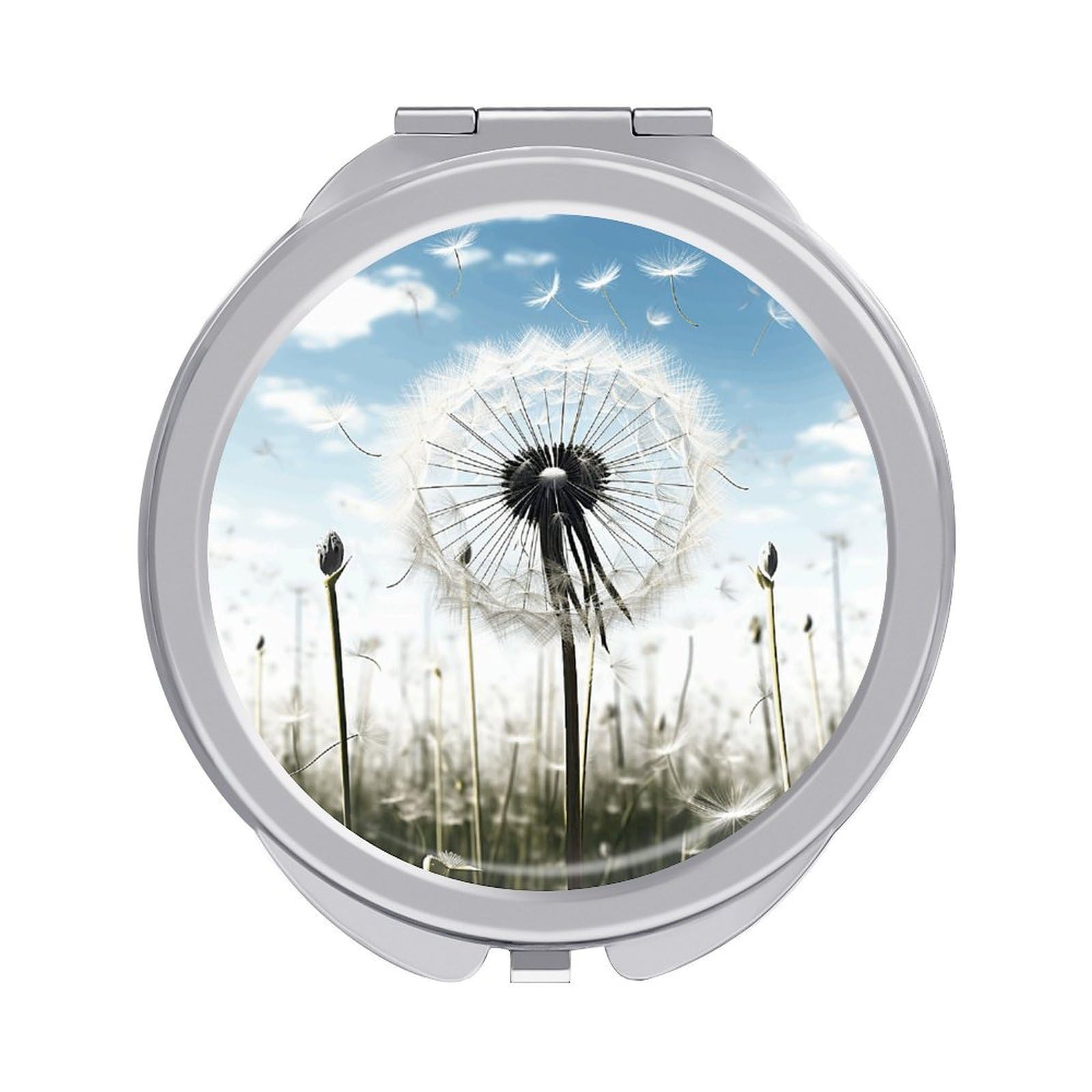 Fekiloot Style Dandelion Travel Makeup Mirror Handheld Compact Mirror Portable Pocket Mirror Double-Sided 1X/2X Magnifying For Handbag And Purses