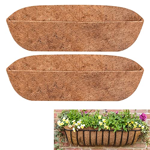 2PCS Trough Coco Replacement Liners 24/30/36/48 Inch Wall-mounted Coco Liner Trough Coco Liner for Window Box & Hanging Trough Planters (24 Inch-2PCS)