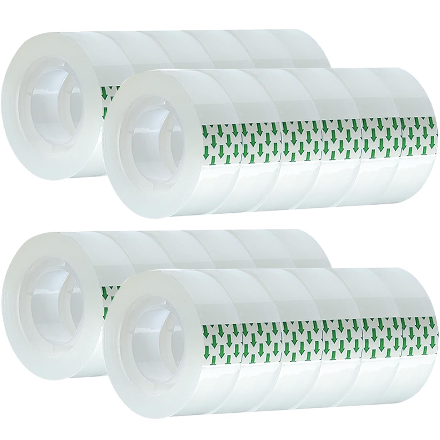 Minghaoda Transparent Tape Refill Rolls for Dispenser, Tear by Hand,24 Rolls x 900 inches