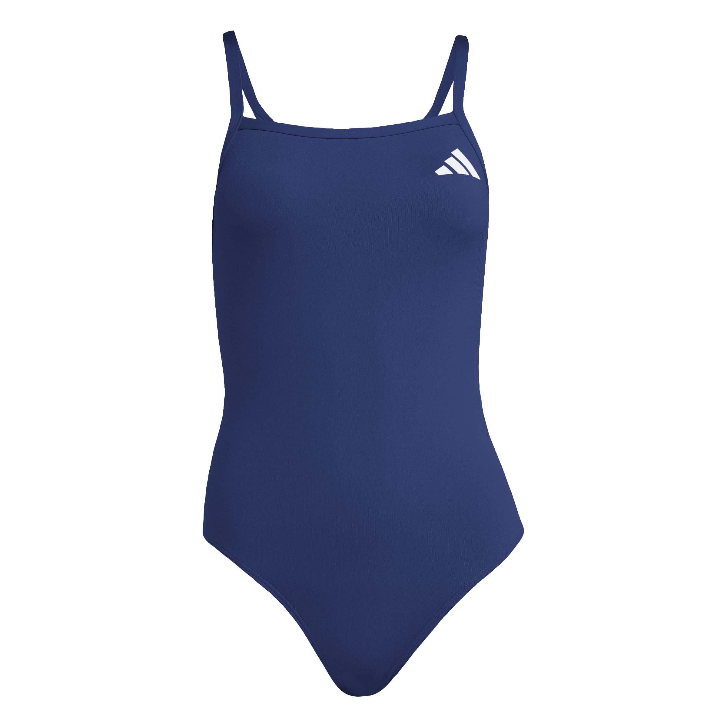 adidas Women's Thin Straps V-Back Swimsuit Swimwear, Team Navy Blue 2, 34"