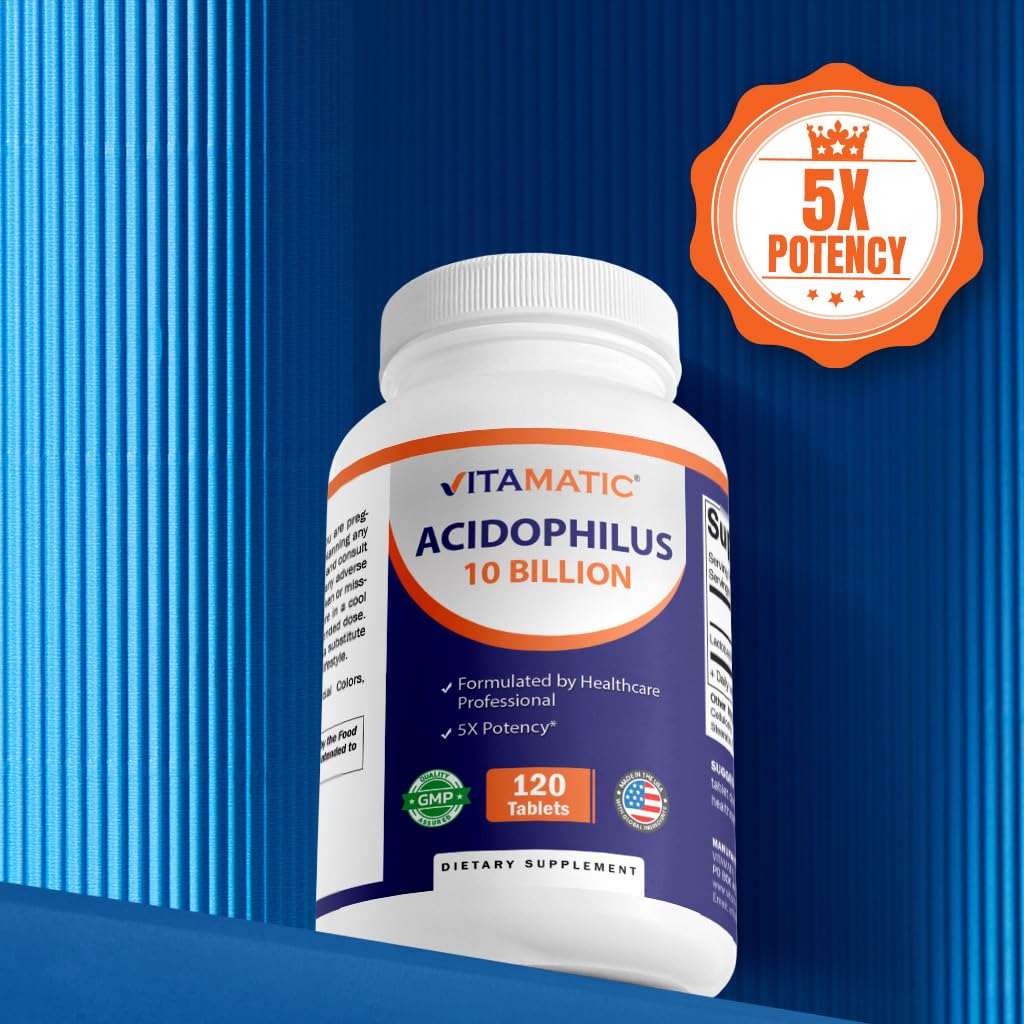 Vitamatic Acidophilus Probiotic 10 Billion CFU, 5X Potency, 120 Tablets — Amazon image 7
