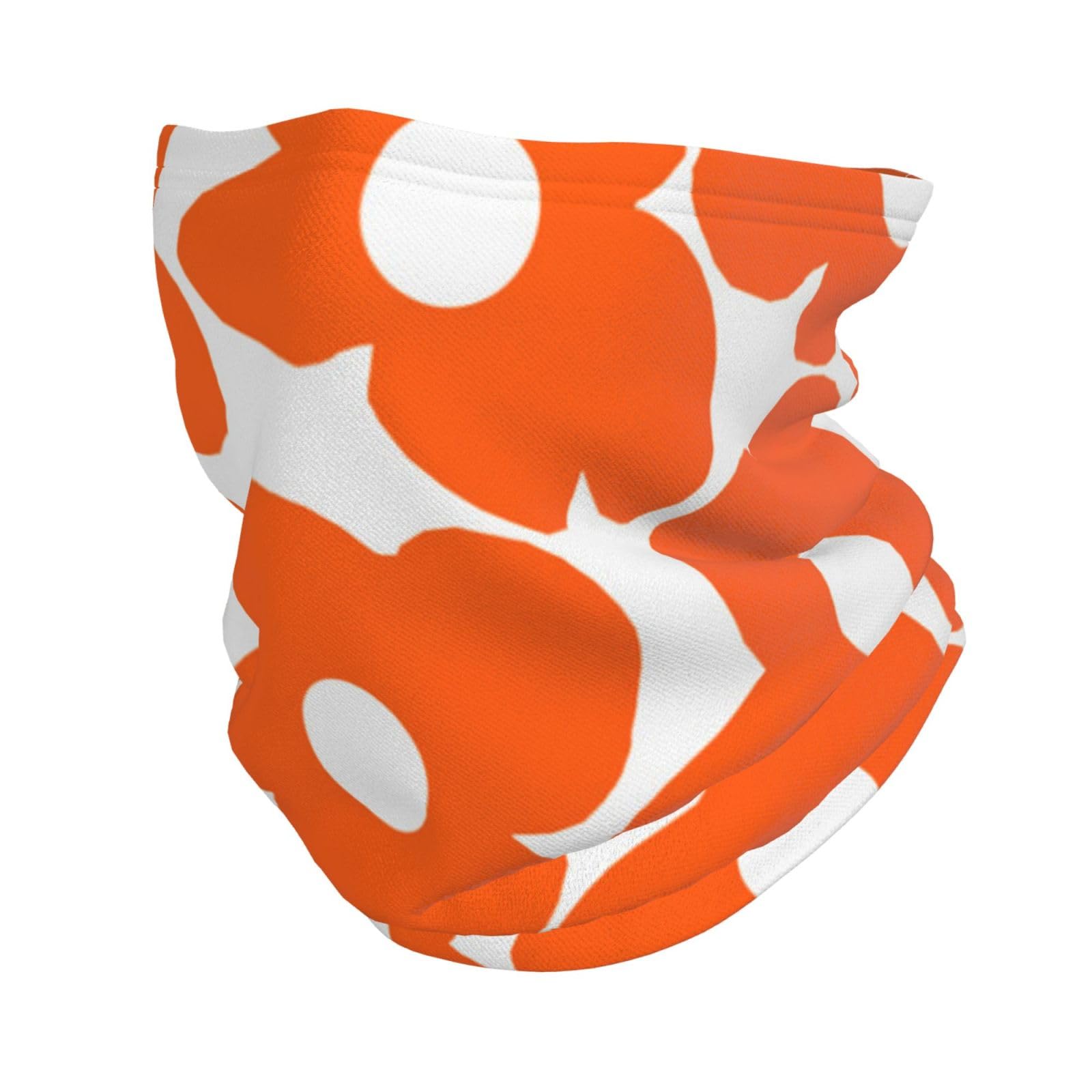 YOFIEN Orange Retro Flowers White，Winter Face Mask Cover，Neck Warmer Gaiter Fleece Windproof Cold Weather Scarf for Men & Women