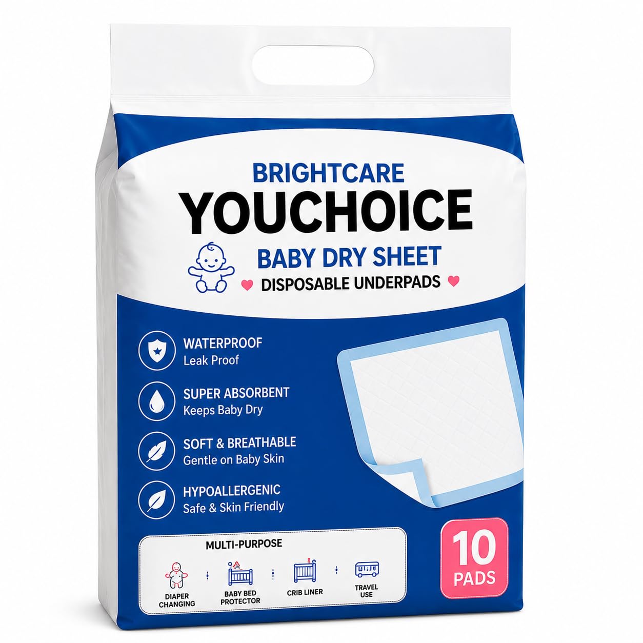 BRIGHTCARE Baby Disposable Rapi-Soak Changing Mats Size - 80 X100 Cm | 60 Count | Highly Absorbent | Unisex | Anti-Rash | Extra Soft top Layer | Anti-Bacterial & Leak- Proof-image-30