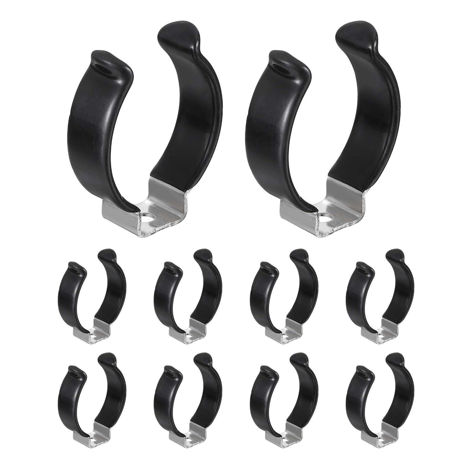 sourcing map 10Pcs T12 U Clips Holder Bracket, Stainless Steel LED Fluorescent Tube Clip, Lamp Support Pipe Clamps for 32mm 1 1/4" Light Bulb Tube Rod Mounting Accessories, 47mm H, Black