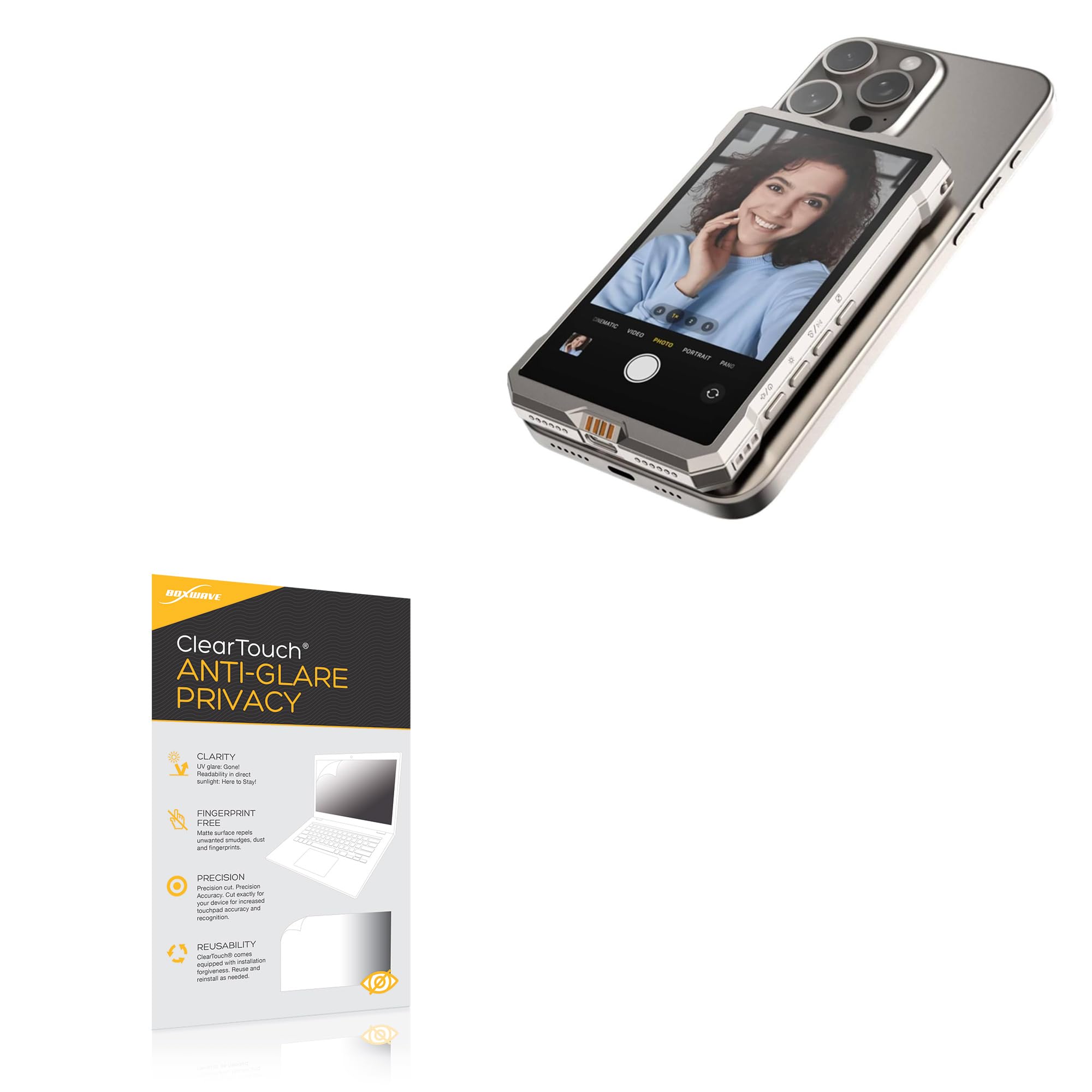 BoxWave Screen Protector Compatible with JYYXF Fotorgear MS01 Vlog Monitor (3.9 in) - ClearTouch Anti-Glare Privacy (2-Pack), Privacy Screen Protector Flexible Film Anti-Glare