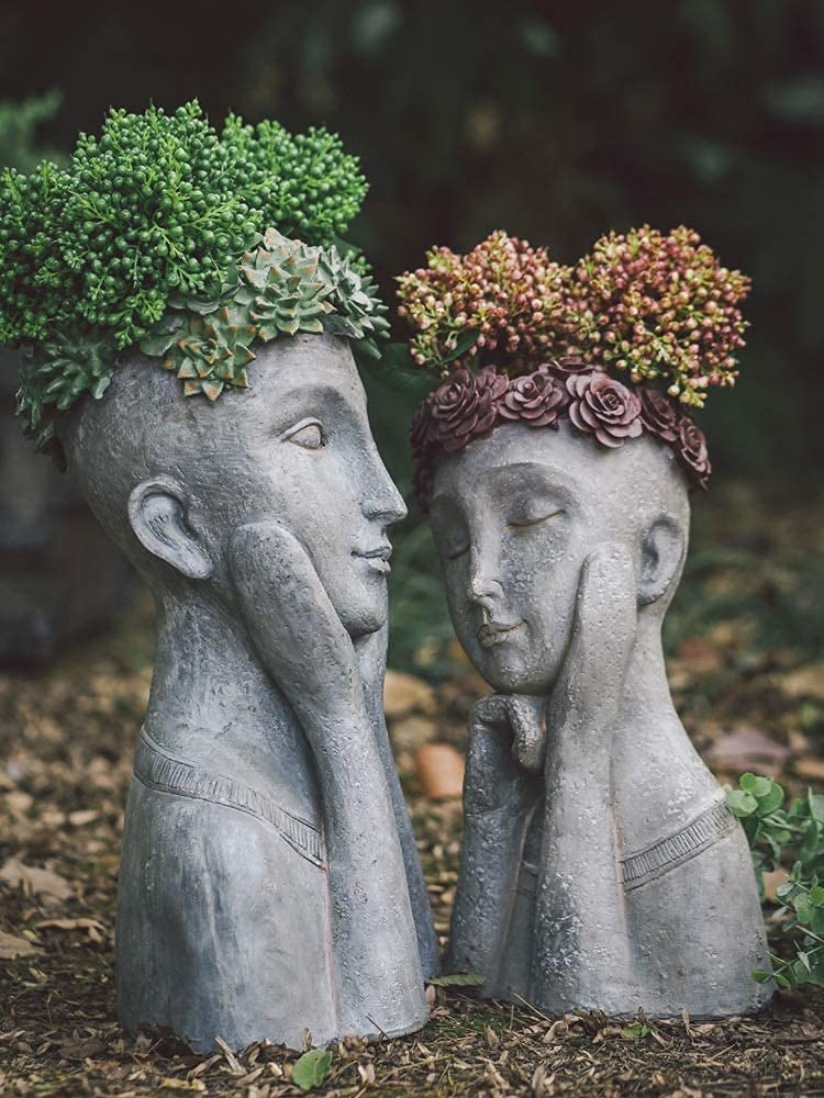 Kreatywna statuetka ogrodowa, portret, retro, na zewnątrz, bogini, dekoracja doniczkowa (rozmiar: S)