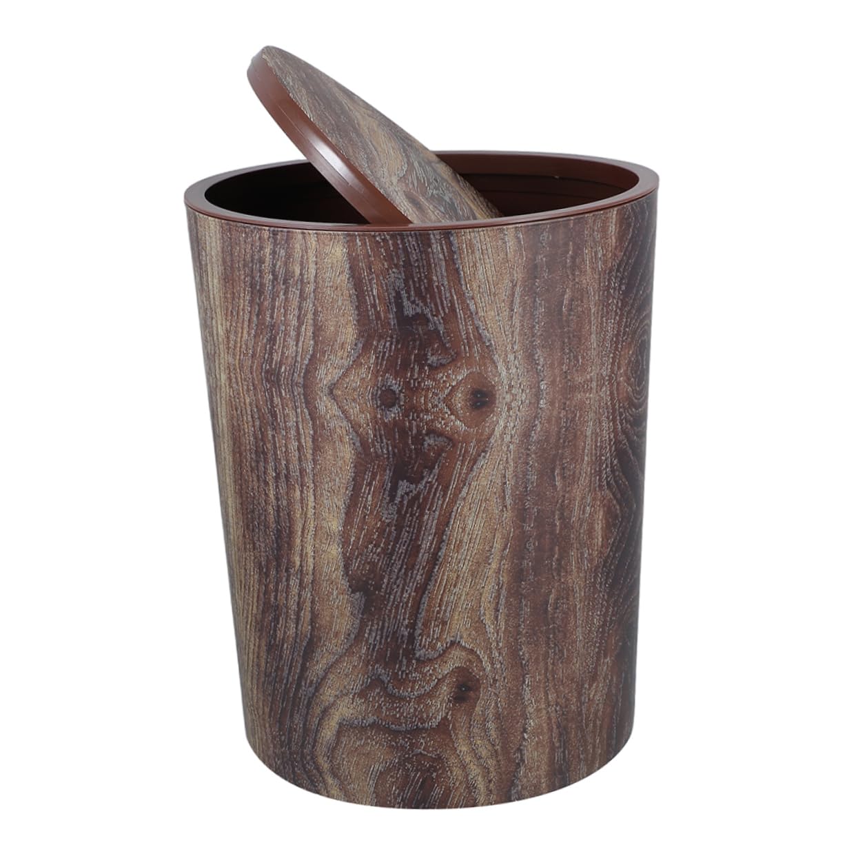 VICASKY Cestino Spazzatura in Plastica Pp Grande Capacità Design Venature del Legno Vintage Cestino per Carta Straccia Adatto per Bagno Cucina Ufficio e Camera da Letto