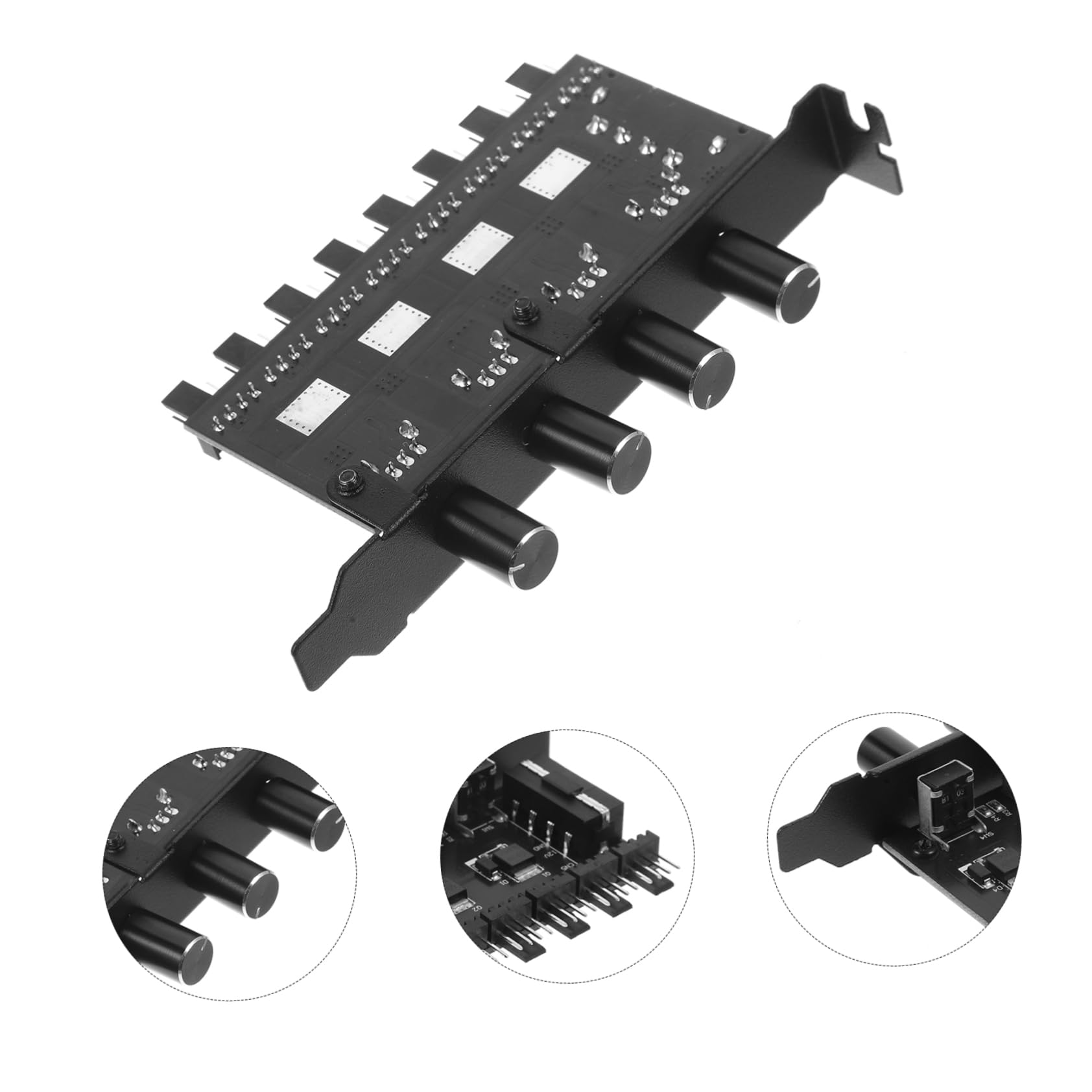 Mikikit 3stücke Fan Hub Pin Kühlventilator Adapter Einstellbarer Computer Controller Mit Kanälen Und Drehknöpfen Für Präzise Luftstromregelung Für Pc-gehäuse