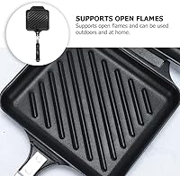 Vista 5 de BESTonZON Sandwichera antiadherente para sándwiches, sartén de hierro fundido, olla de prensa Panini de doble cara con asa para el hogar, cocina