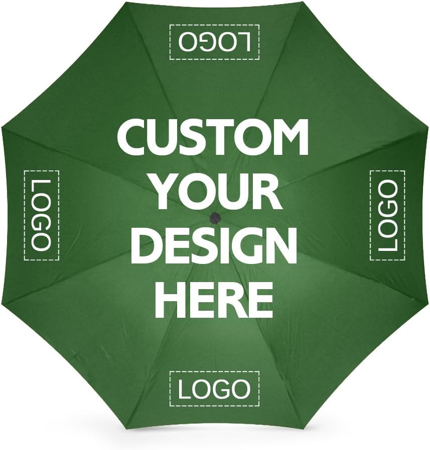 Personalized Custom Umbrellas With Logo Picture or Text Print, Rainy/Sunny Automatic Foldable Umbrella