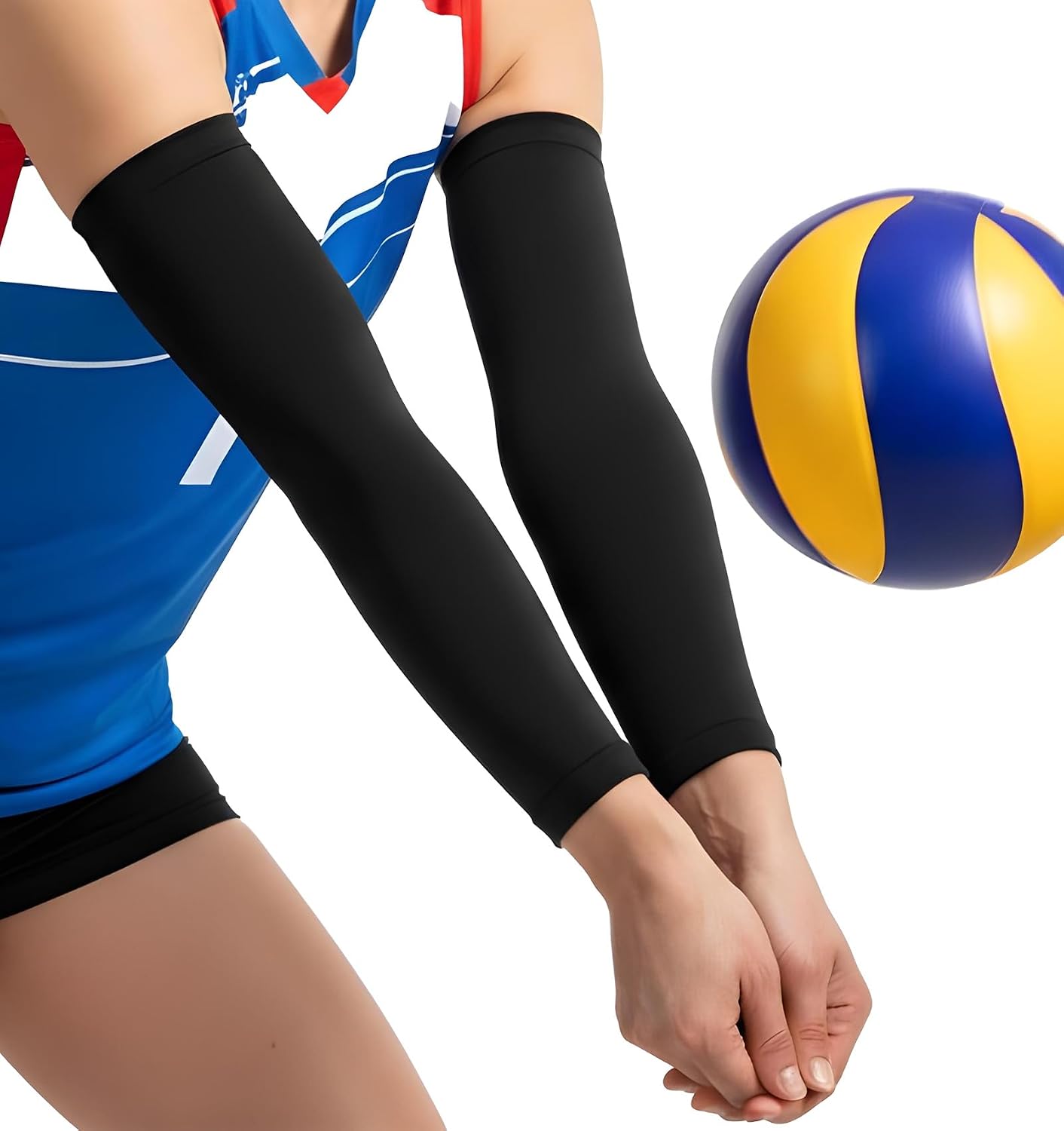 Arm Sleeves for Volleyball, Compression Volleyball Sleeves Youth, UV Sun Protection & Moisture Wicking, Lightweight Breathable Fit for Basketball Baseball (Small)