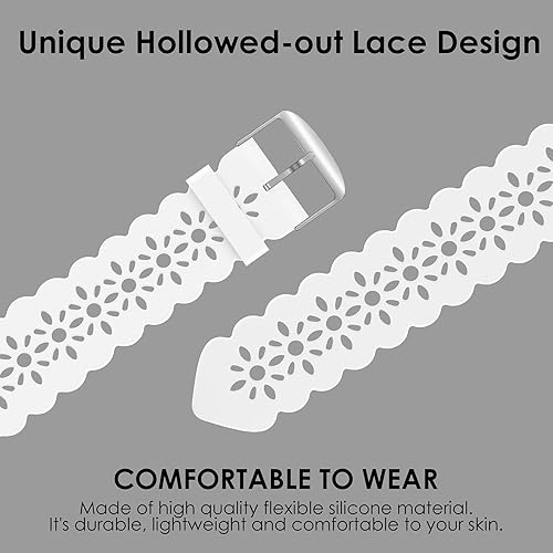 Miniatura 4 de Paquete de 4 correas de silicona de encaje compatibles con Apple Watch Band de 1.496 in, 1.575 in, 1.614 in, 1.654 in, 1.732 in, 1.772 in, 1.772 in,