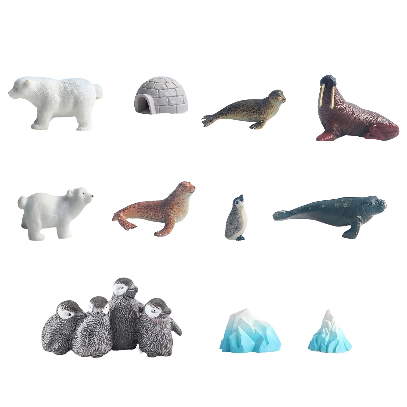 Hsioluted Natural Lookings Aquariums Landscape Figurine with Penguins Icebergs and Bear Fishtanks Decorative Accessory Natural Scene Display Figurine