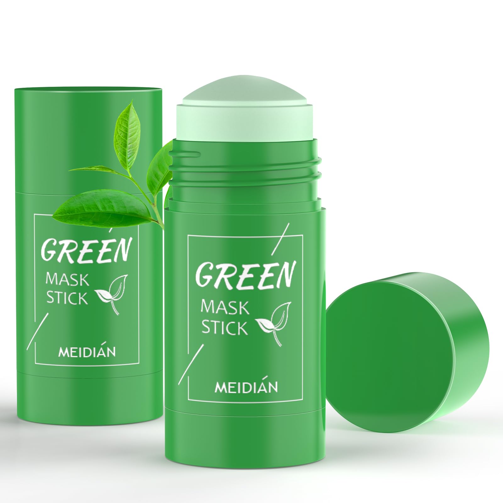 Green Tea Mask Stick for Face, 2 Pccks Green Mask Stick Blackhead Remover with Green Tea Extract, Deep Pore Cleansing, Moisturizing, Skin Brightening for Women, Men