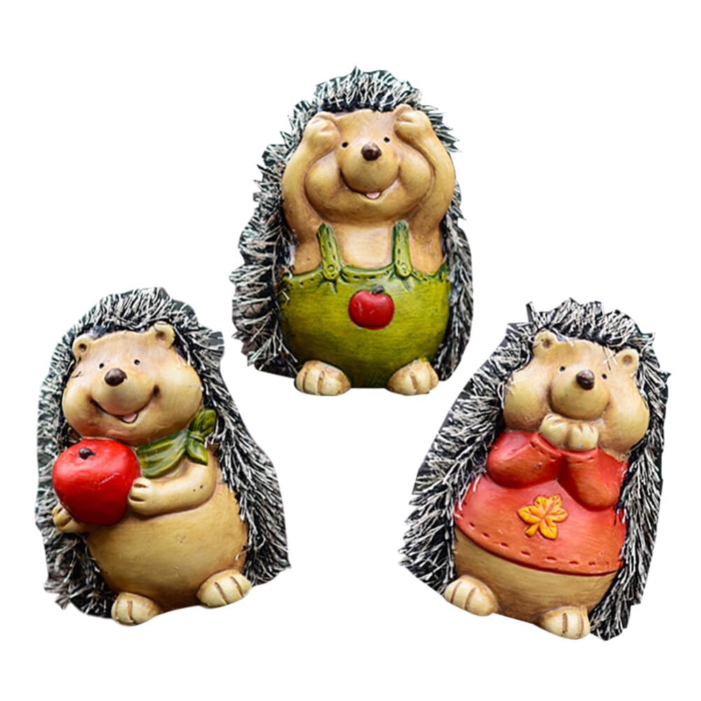 HANABASS 3kawałki Ceramiczna Figuryna Jeża Zestawie Urocza Ozdoba Do Ogrodu Patio i Podwórka Realistyczny Kształt Trwały Materiał Idealna Zewnątrz