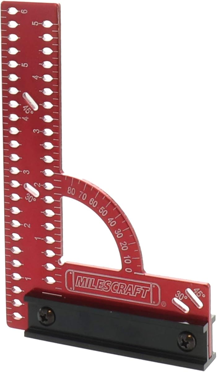 Milescraft 8409 MC-Square150 Escuadra de marco imperial - Escuadra de carpintero de aluminio de 6" x 4" para carpintería con valla extraíble