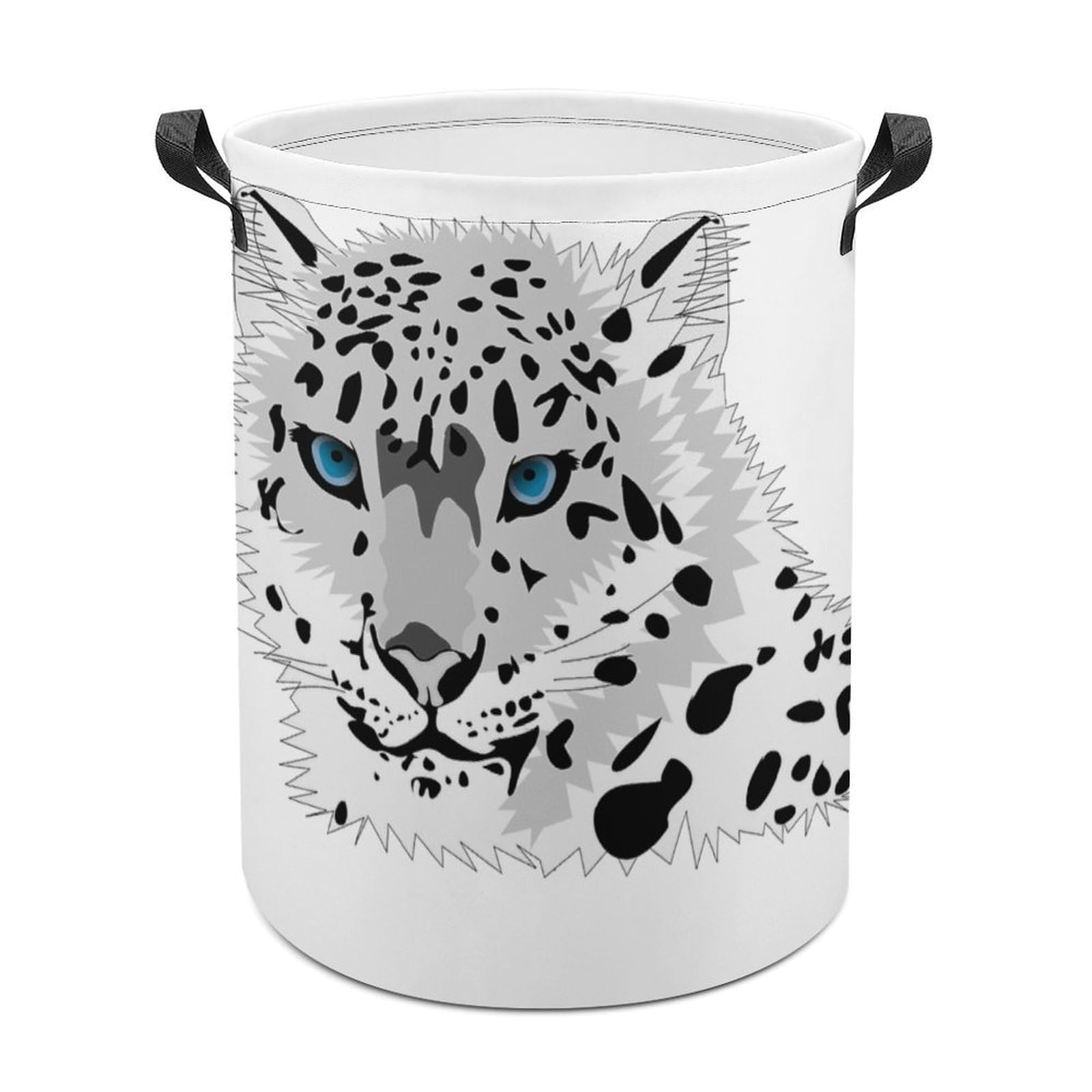 Wlntrophic Laundry Hamper, Snow Leopard Laundry Basket, Washing Basket with Handle