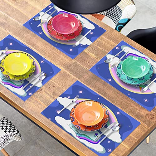 Sets de table nuages antidérapants 30x45cm licorne arc-en-ciel table - 8
