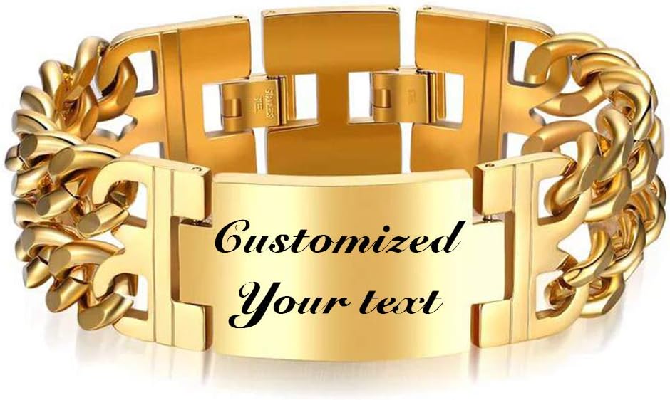 Men's ID Name Bracelet Stainless Steel Personalized Gift for Him Customized Engrave