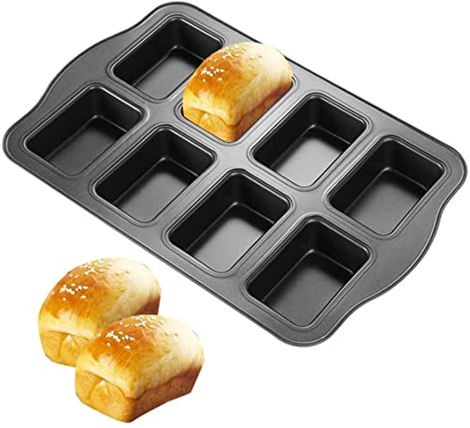 Yuniverse Non-Stick Bakeware Brownie Bar Baking Pan, Mini Loaf Pan, Square Cake Pan, 8-Cavity - 14 x 9.4 x 1.2 inch
