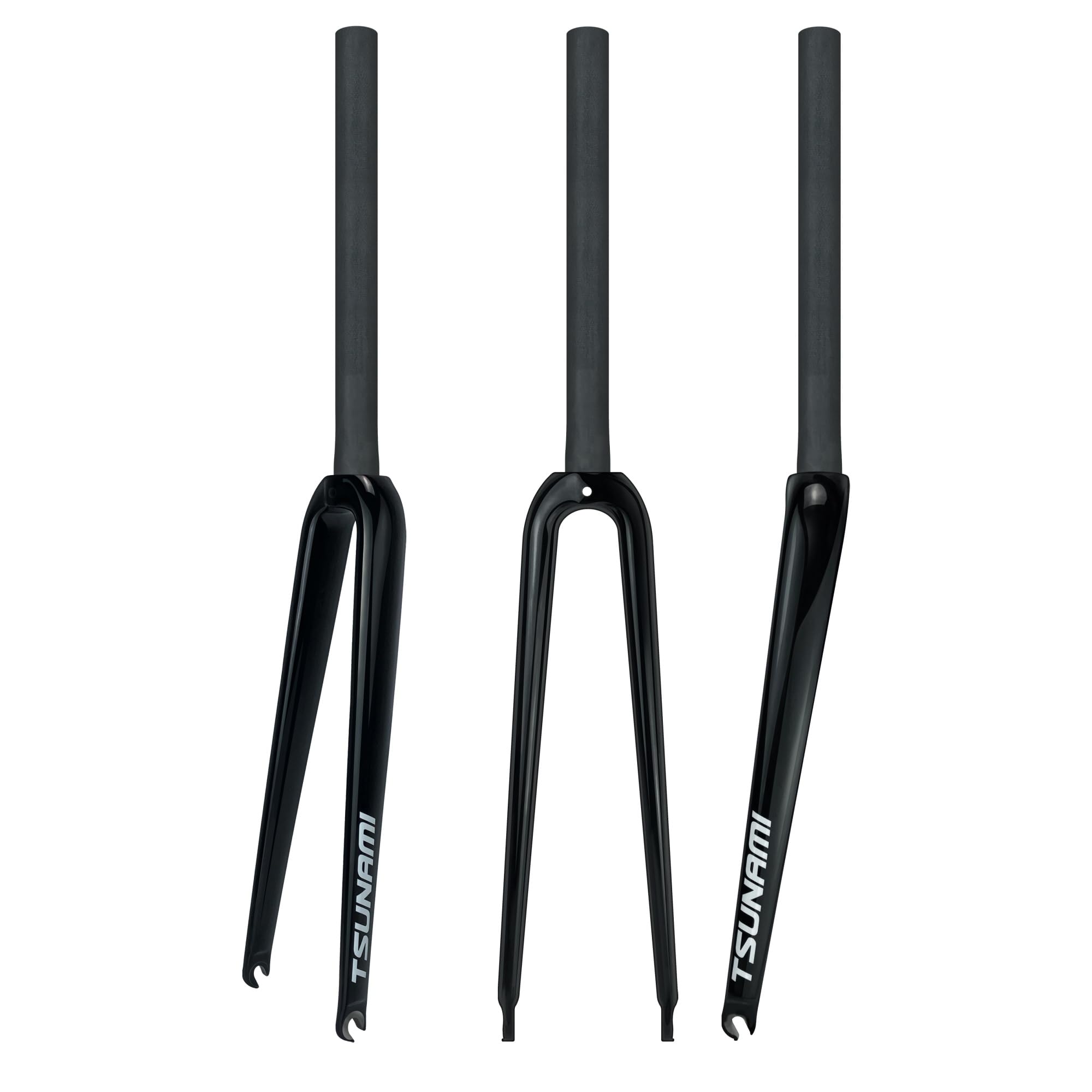 WIQUYBML 700C Carbon Fiber Bike Rigid Forks Rim Brake Front Fork 1-1/8'' Straight Tube 9 * 100mm Quick Release Hard