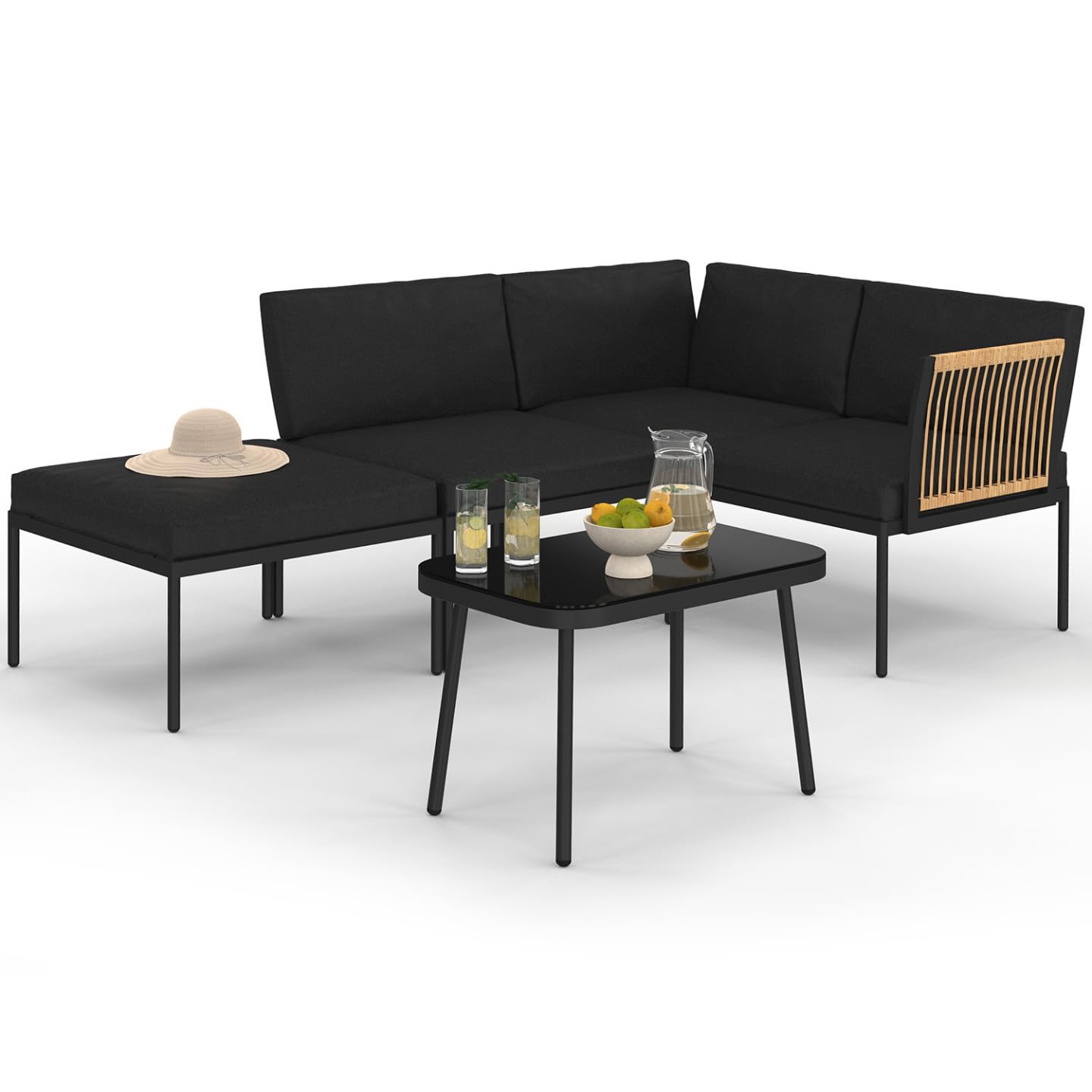 IDMarket - Salon de Jardin Bas Rio 4 Places modulable