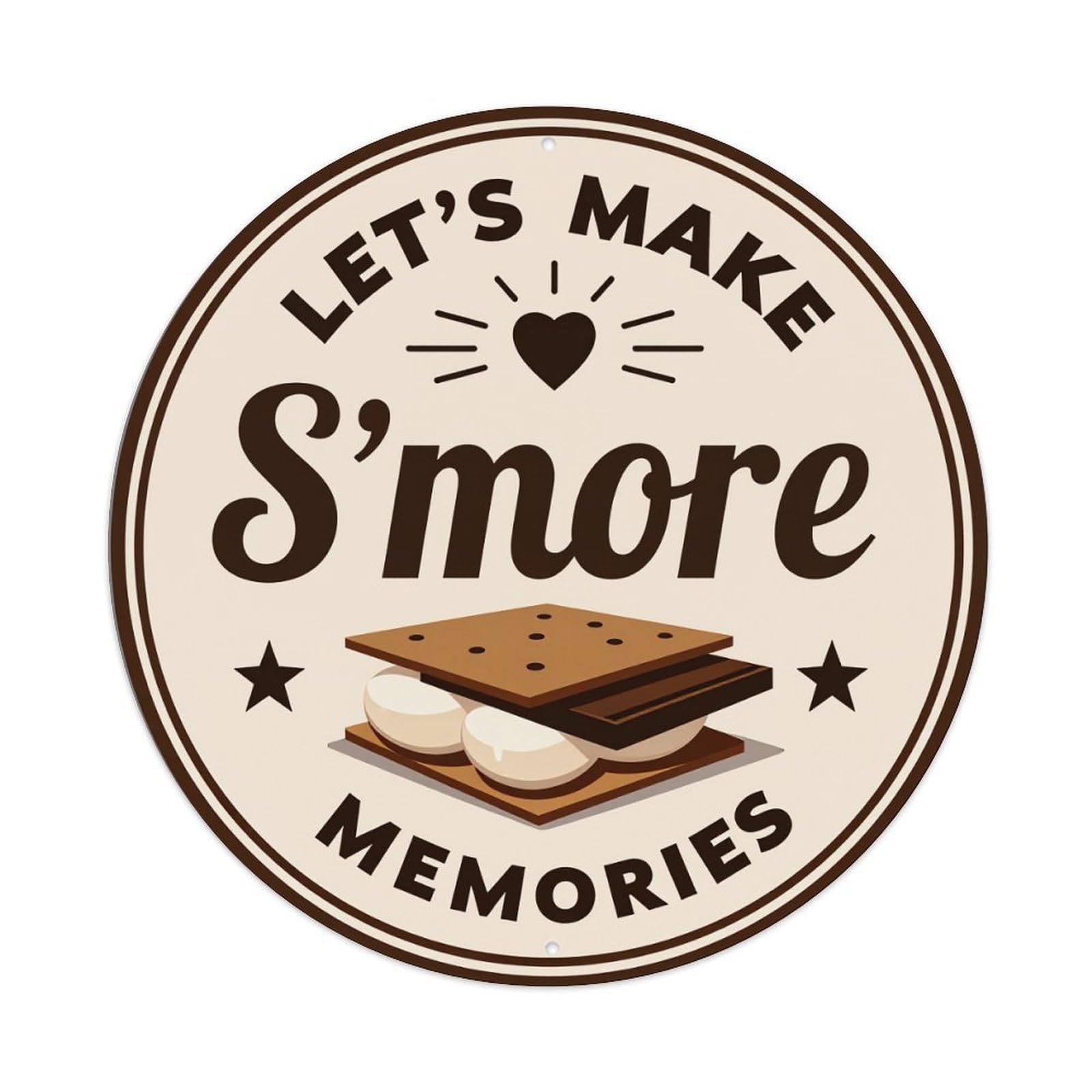 Let's Make S'more Memories(1) Round Tin Sign Vintage Metal Poster, Home Bar Garage Man Cave Cafe Indoor & Outdoor Wall Decoration 8x8Inches