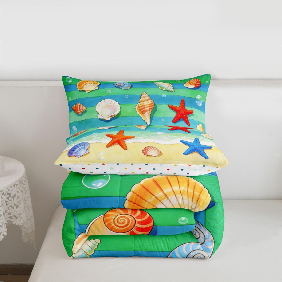 Homemissing Letnie wakacje wakacje hawajska pościel plażowa w rozmiarze king size dla chłopców dziewcząt dzieci życie morskie kołdra kołdra dekoracja pokoju oddychająca miękka mikrofibra cały sezon