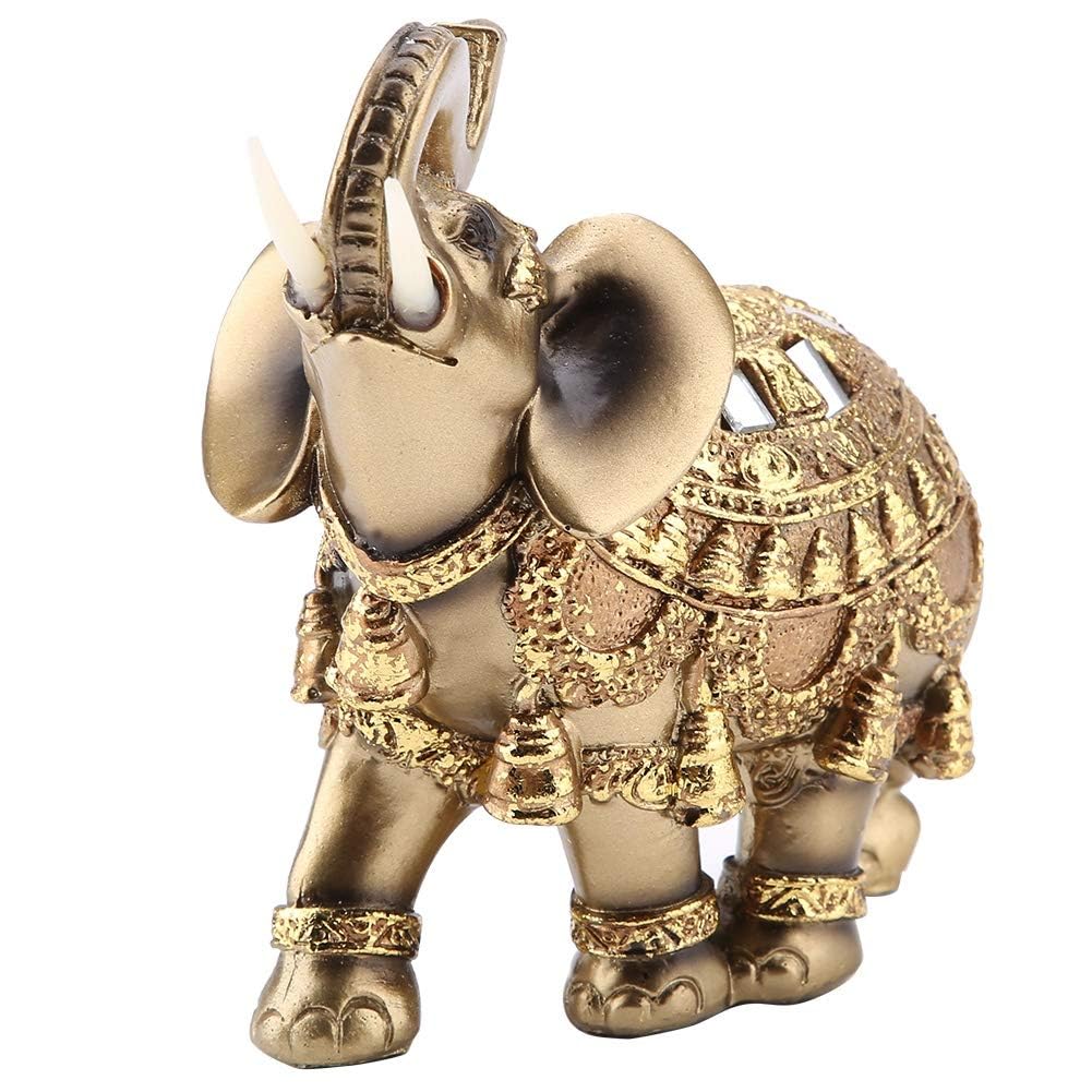 Tazweeq Elephant Statue, Lucky Elephant Statue, Gold Large Elephant Statue for Collectible Figurine Sculpture Decoration Statue Wealth Lucky Figurine Home Office Decor Gift