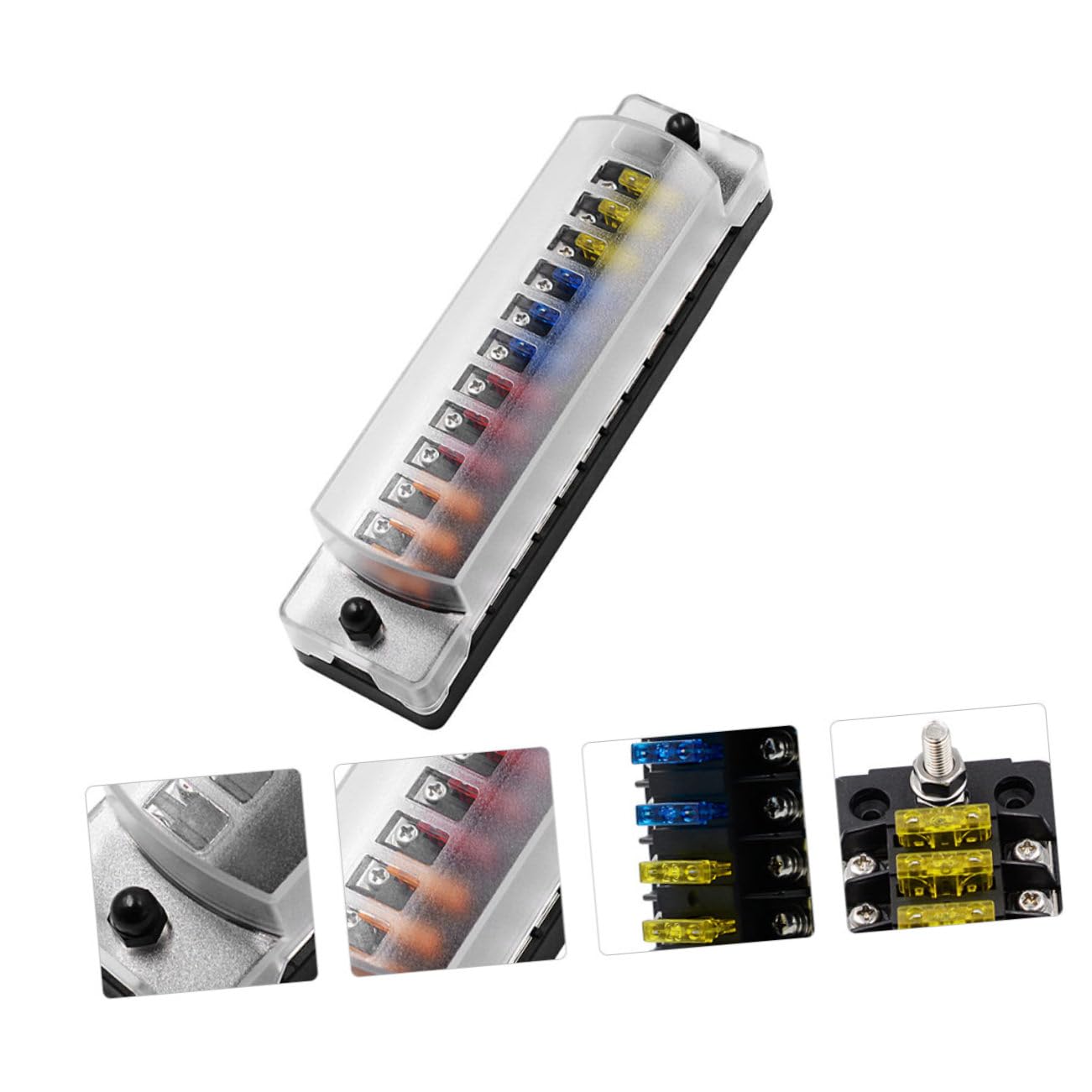 Boîte à Fusibles Automobile Protection Surcharge en Plastique 12 Voies avec Porte-fusible Cuivre 32v 75a pour Voitures et Bateaux