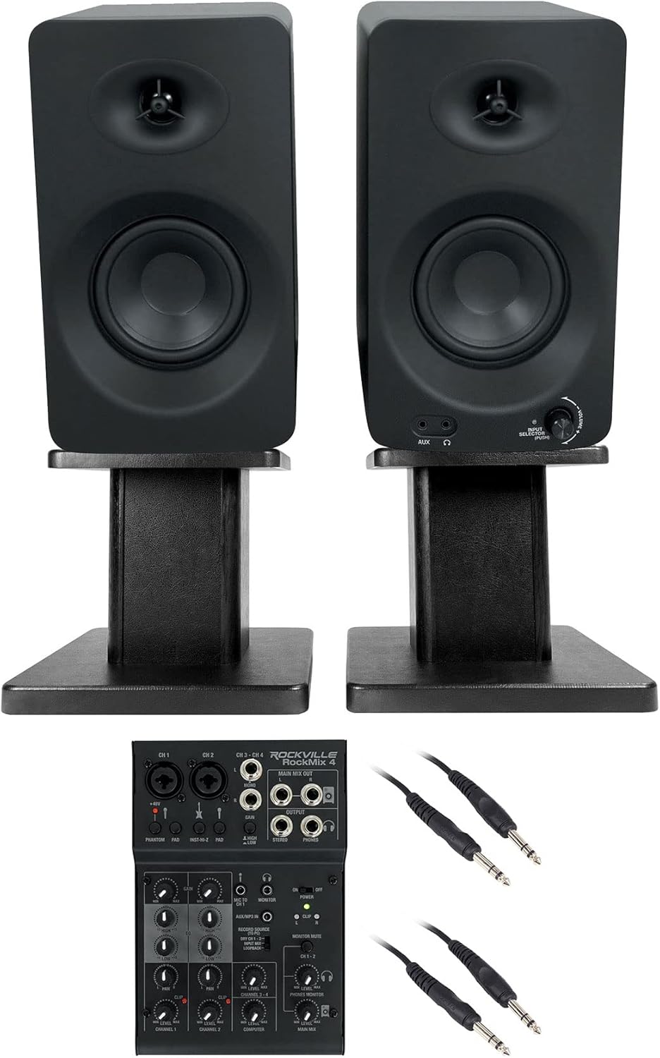 (2) Rockville ASM4 4" Studio Speakers w