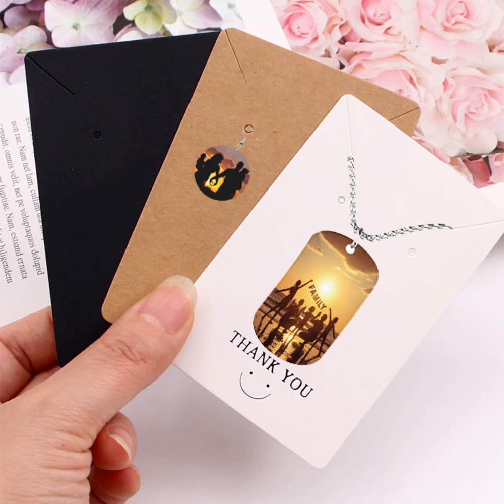 Custom Jewelry Display Cards - 100 Pack Personalized With Your Business Name & Logo For Earrings & Necklaces
