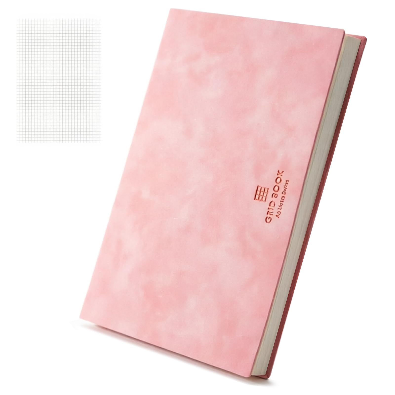 Utiant Squared Notebook - 192 Pages Graph Paper Grid Notebook for Sketch & Diagram, Soft Touch Cover 100gsm Thick Paper Journal for Office University (Pink, A4)