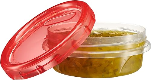 Miniatura 6 de PLASTICPRO Paquete de 12 recipientes de almacenamiento de alimentos con tapa giratoria con rosca roja, recipientes reutilizables de 8 onzas para