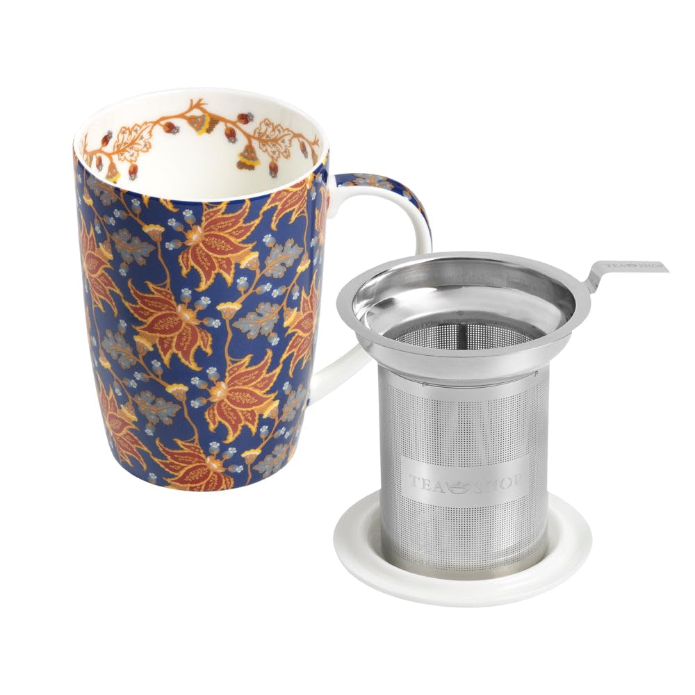TEA SHOP - Tazza da tè con filtro e coperchio - Tazza Super Jumbo Paisley Dreams - Tazza per tè e infusi in porcellana - Tazza con infusore per tè