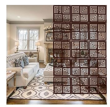 Room Partitions Hanging Room Divider Panel (Brown) Modern Hanging Screen Partition for Decorating Bedding, Dining, Study and Sitting Living -Room, Hotel -019 ((11.5inch X 11.5 inch) X 10 Panels)